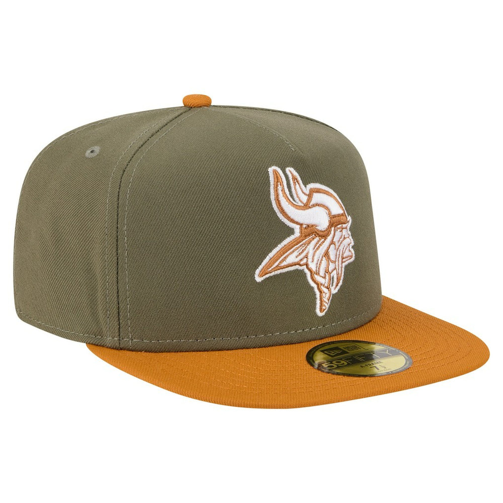 Minnesota Vikings New Era Color Pack A-Frame 59FIFTY Fitted Hat - Olive/Brown Hats