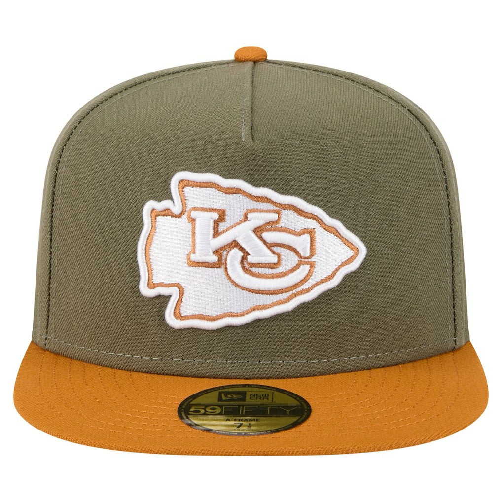 Kansas City Chiefs New Era Color Pack A-Frame 59FIFTY Fitted Hat - Olive/Brown Hats