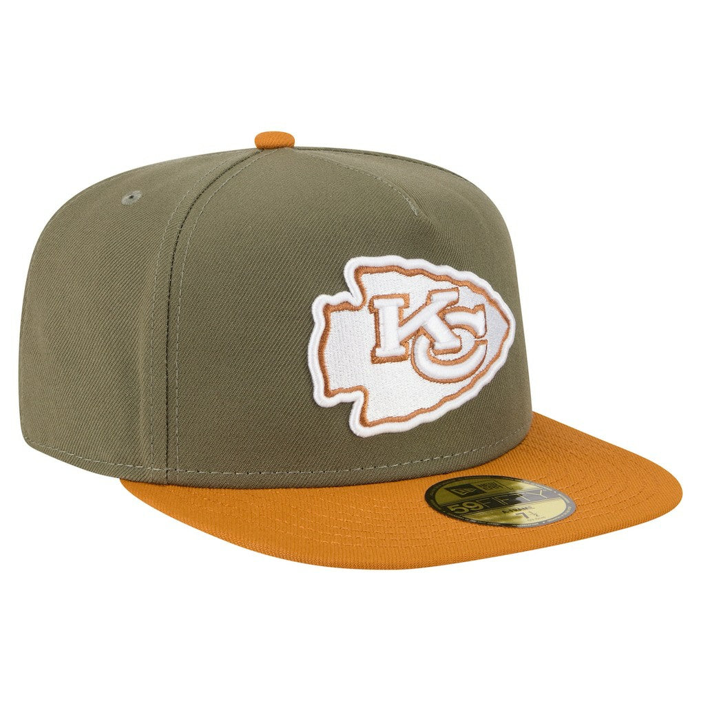 Kansas City Chiefs New Era Color Pack A-Frame 59FIFTY Fitted Hat - Olive/Brown Hats