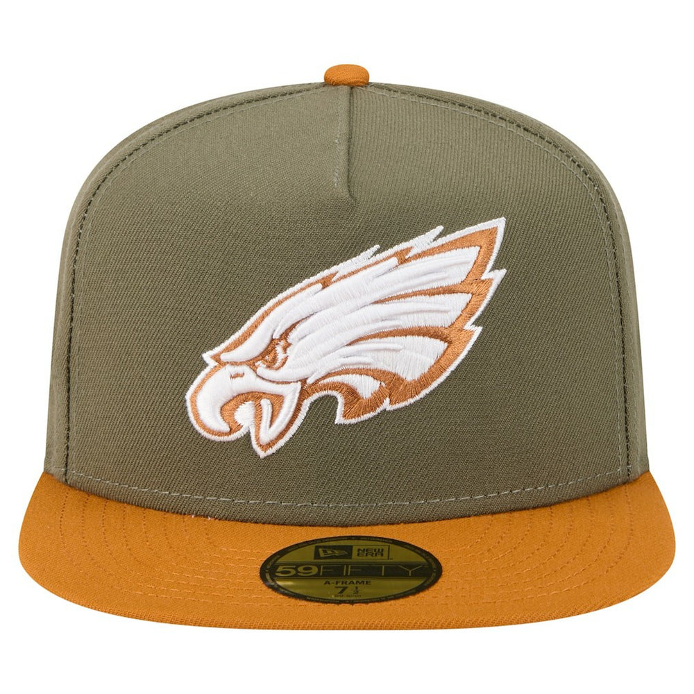 Philadelphia Eagles New Era Color Pack A-Frame 59FIFTY Fitted Hat - Olive/Brown Hats