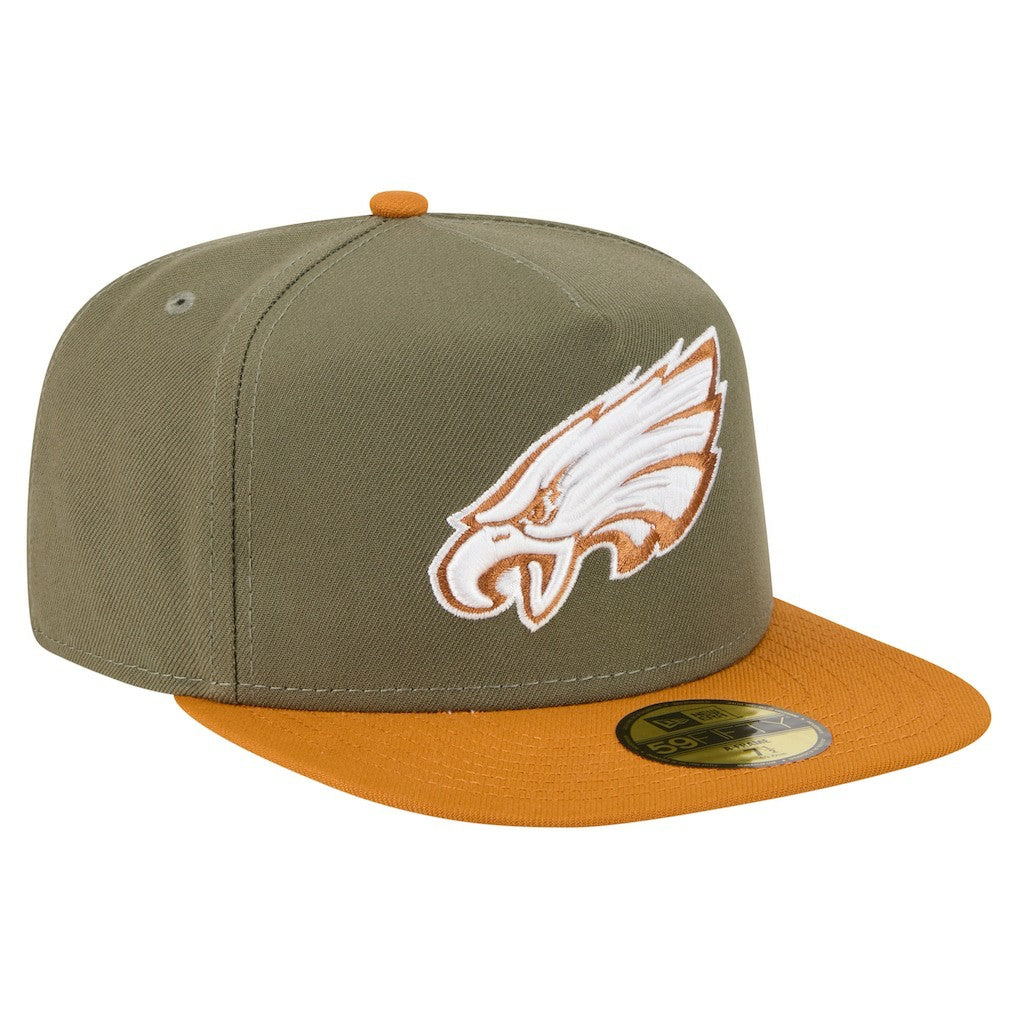 Philadelphia Eagles New Era Color Pack A-Frame 59FIFTY Fitted Hat - Olive/Brown Hats