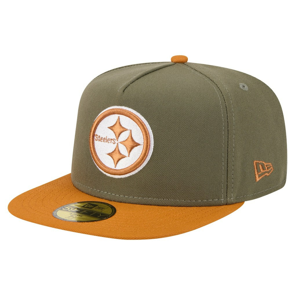 Pittsburgh Steelers New Era Color Pack A-Frame 59FIFTY Fitted Hat - Olive/Brown Hats