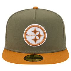 Pittsburgh Steelers New Era Color Pack A-Frame 59FIFTY Fitted Hat - Olive/Brown Hats