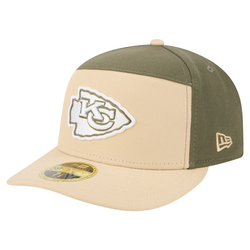 Kansas City Chiefs New Era Two-Tone Color Pack Split Panel 59FIFTY Fitted Hat - Light Beige/Olive Hats