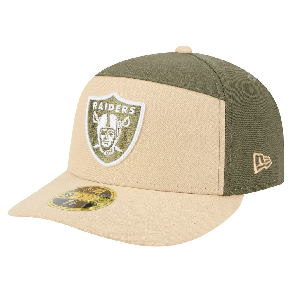 Las Vegas Raiders New Era Two-Tone Color Pack Split Panel 59FIFTY Fitted Hat - Light Beige/Olive Hats