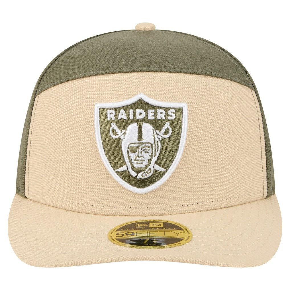 Las Vegas Raiders New Era Two-Tone Color Pack Split Panel 59FIFTY Fitted Hat - Light Beige/Olive Hats