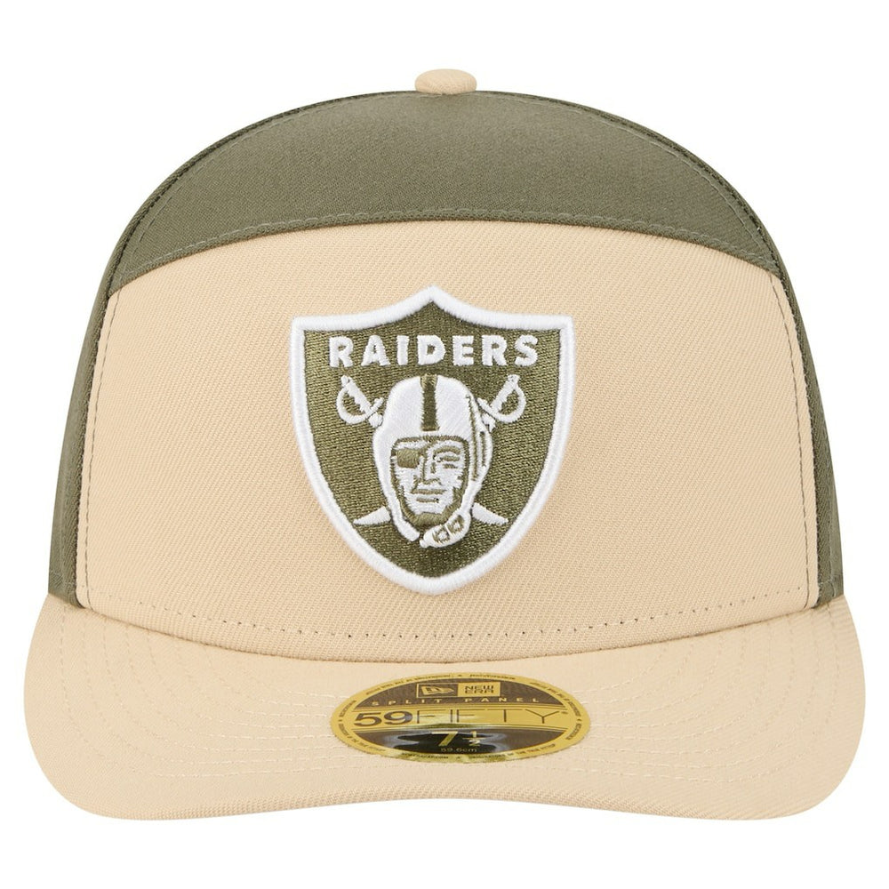 Las Vegas Raiders New Era Two-Tone Color Pack Split Panel 59FIFTY Fitted Hat - Light Beige/Olive Hats