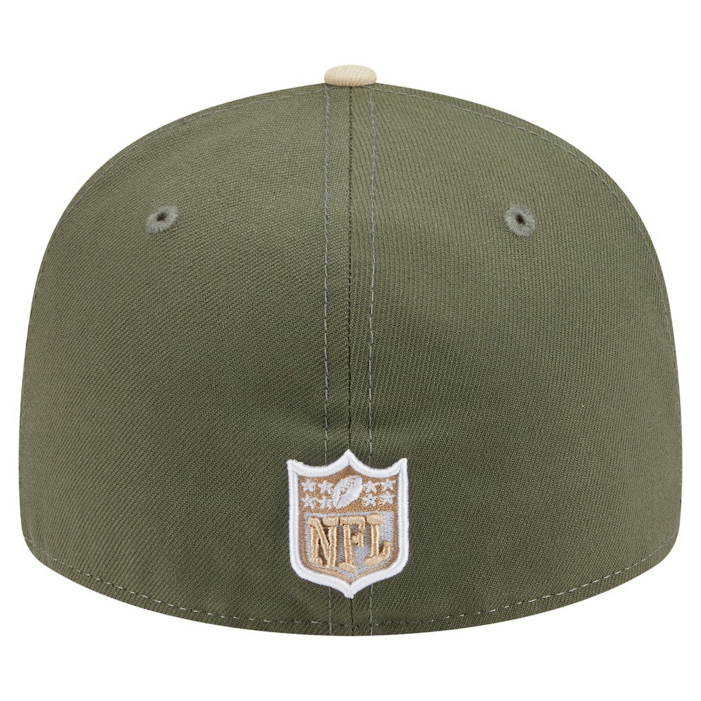 Miami Dolphins New Era Two-Tone Color Pack Split Panel 59FIFTY Fitted Hat - Light Beige/Olive Hats