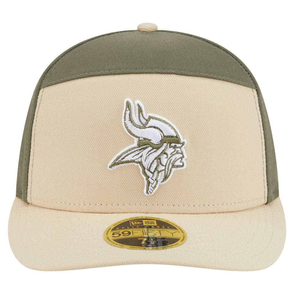 Minnesota Vikings New Era Two-Tone Color Pack Split Panel 59FIFTY Fitted Hat - Light Beige/Olive Hats