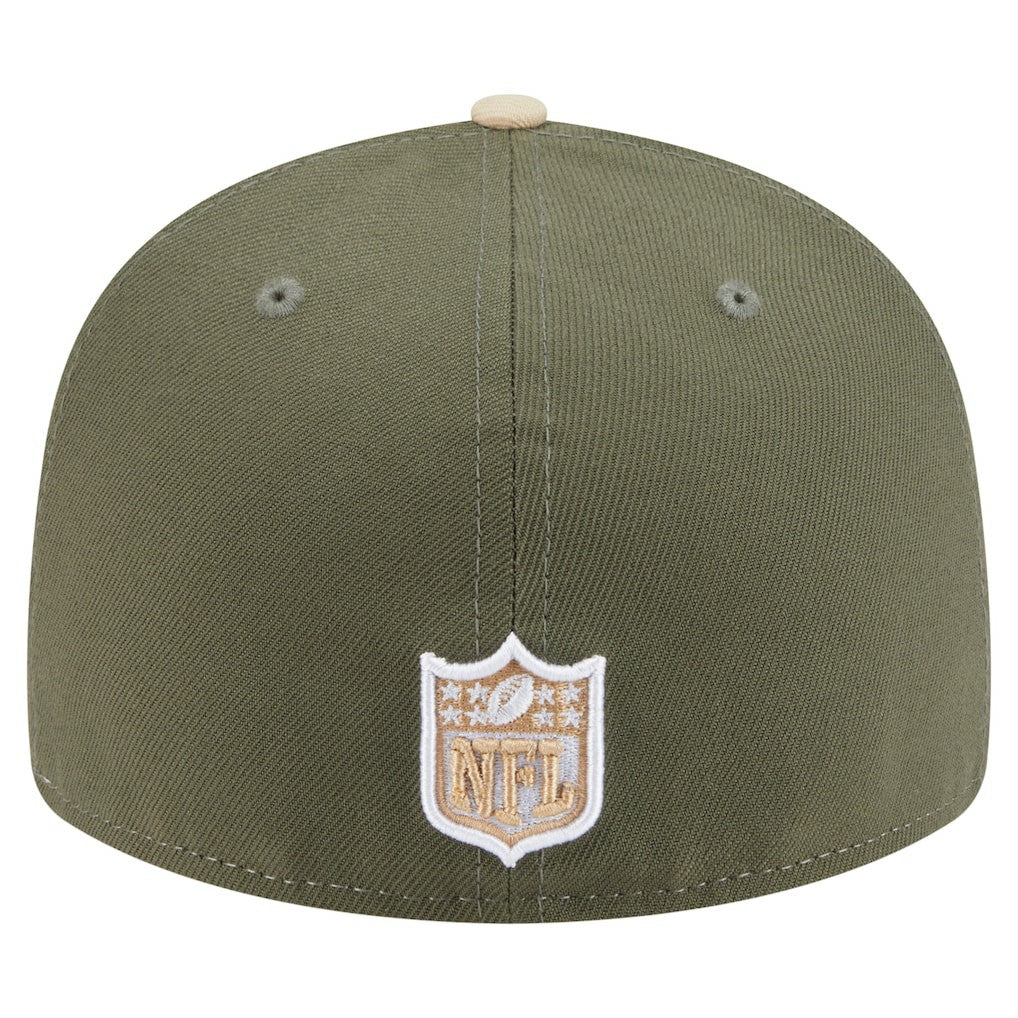 Minnesota Vikings New Era Two-Tone Color Pack Split Panel 59FIFTY Fitted Hat - Light Beige/Olive Hats