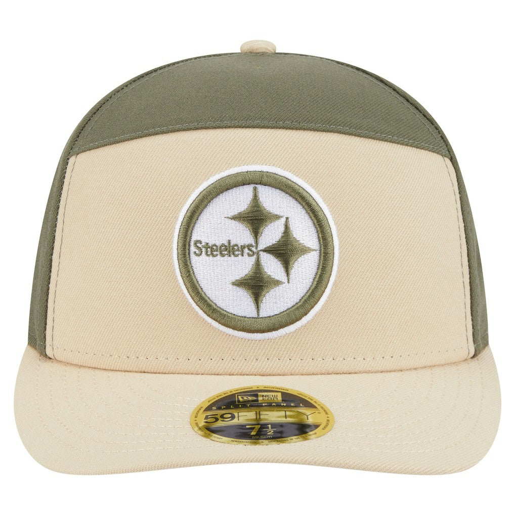 Pittsburgh Steelers New Era Two-Tone Color Pack Split Panel 59FIFTY Fitted Hat - Light Beige/Olive Hats