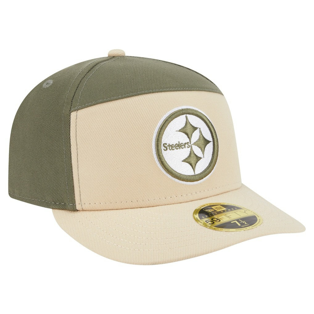 Pittsburgh Steelers New Era Two-Tone Color Pack Split Panel 59FIFTY Fitted Hat - Light Beige/Olive Hats