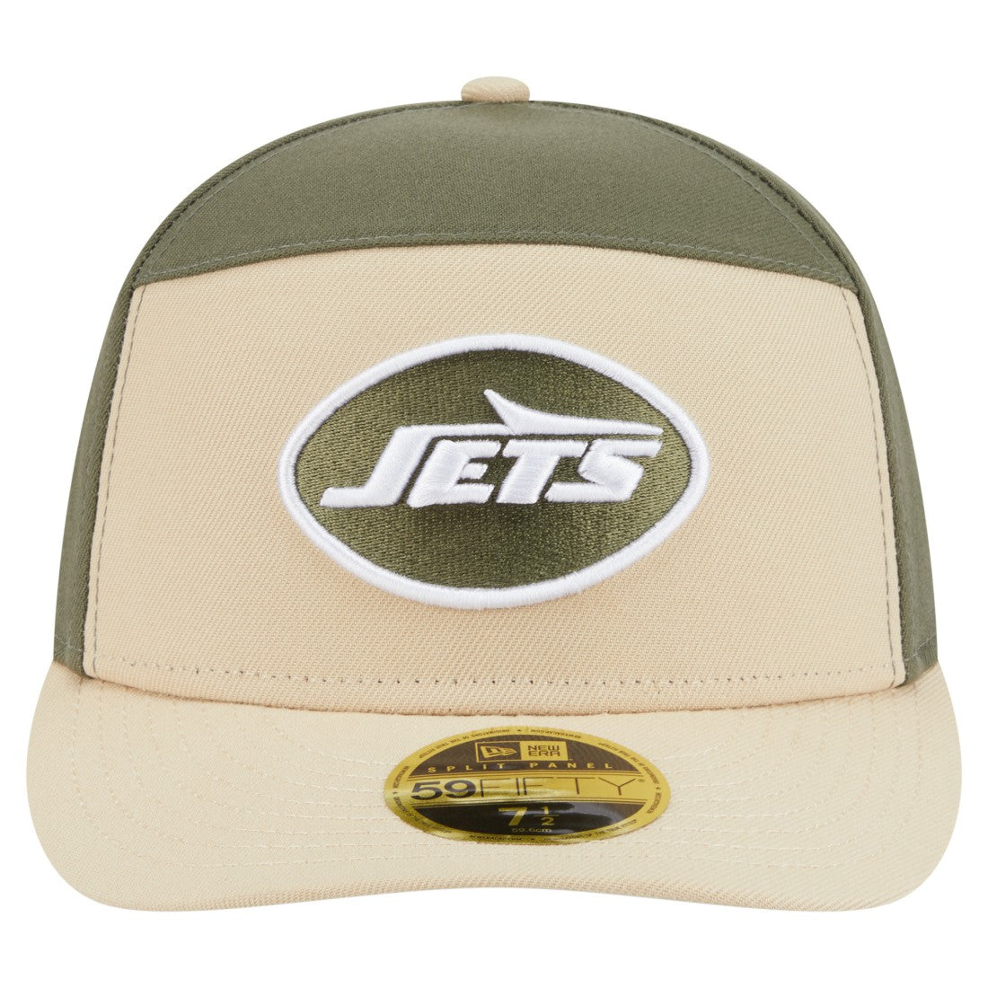 New York Jets New Era Two-Tone Color Pack Split Panel 59FIFTY Fitted Hat - Light Beige/Olive Hats