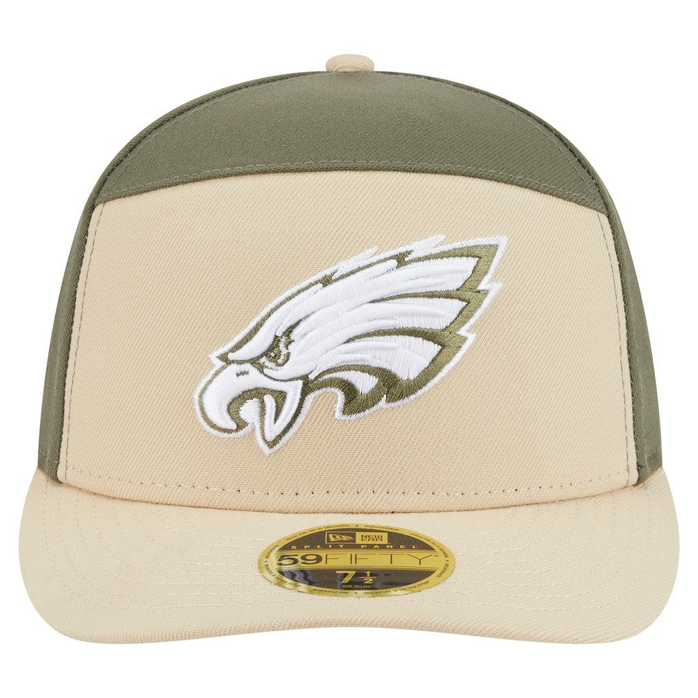 Philadelphia Eagles New Era Two-Tone Color Pack Split Panel 59FIFTY Fitted Hat - Light Beige/Olive Hats