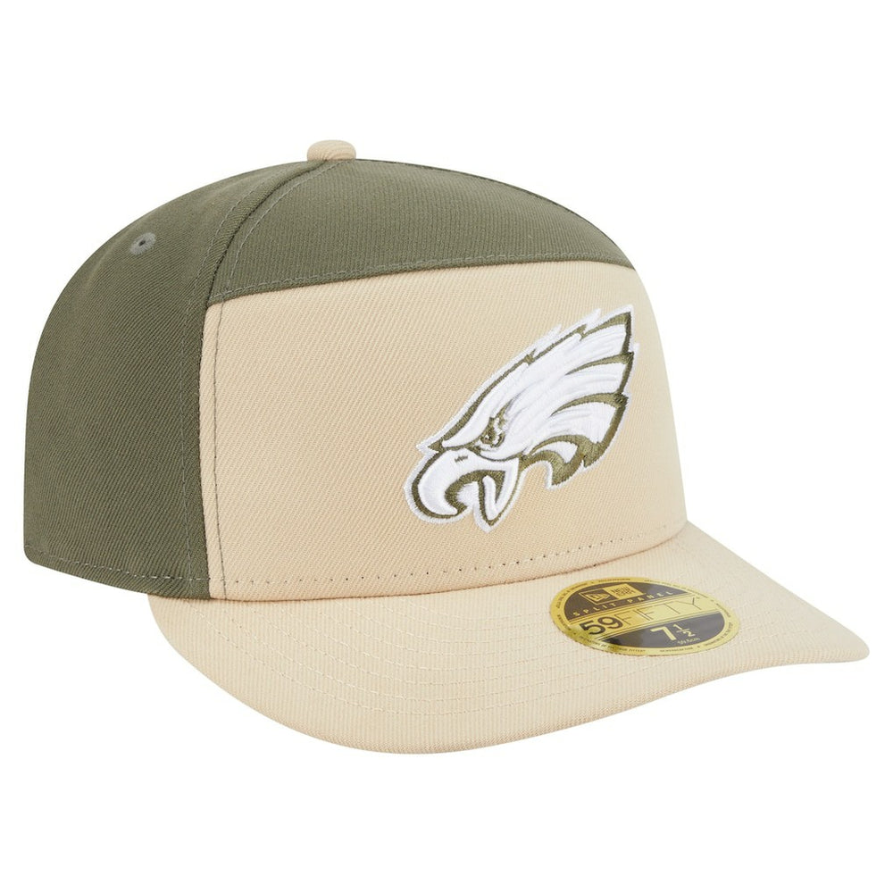 Philadelphia Eagles New Era Two-Tone Color Pack Split Panel 59FIFTY Fitted Hat - Light Beige/Olive Hats