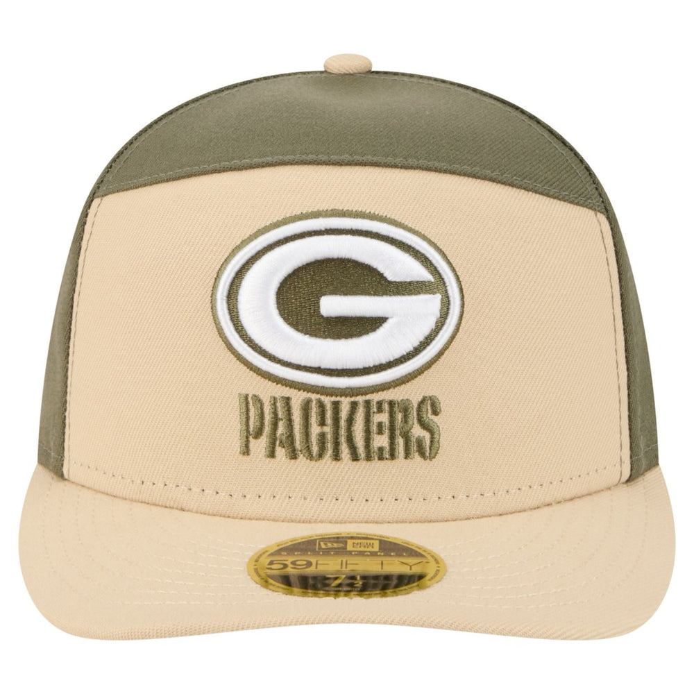 Green Bay Packers New Era Two-Tone Color Pack Split Panel 59FIFTY Fitted Hat - Light Beige/Olive Hats