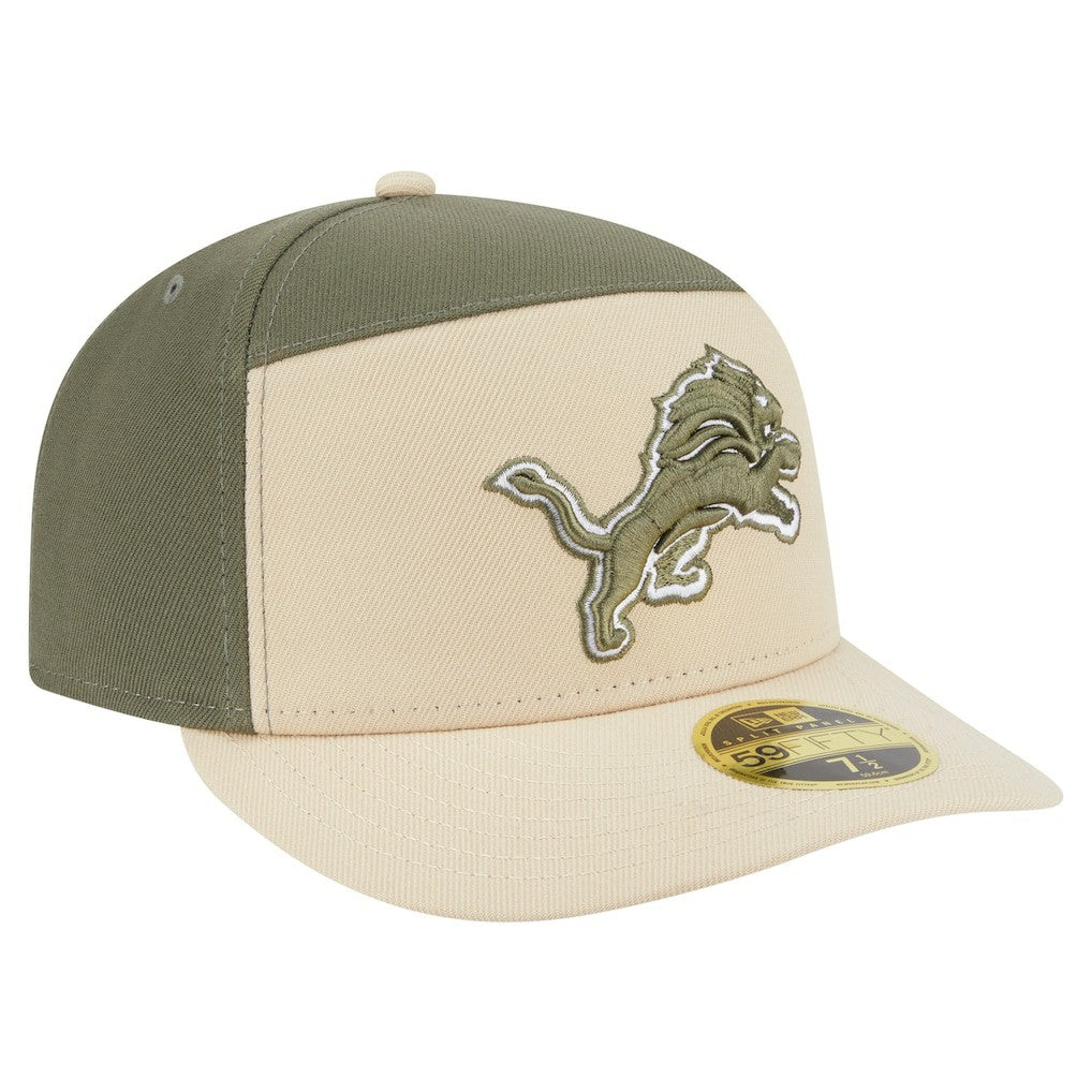 Detroit Lions New Era Two-Tone Color Pack Split Panel 59FIFTY Fitted Hat - Light Beige/Olive Hats
