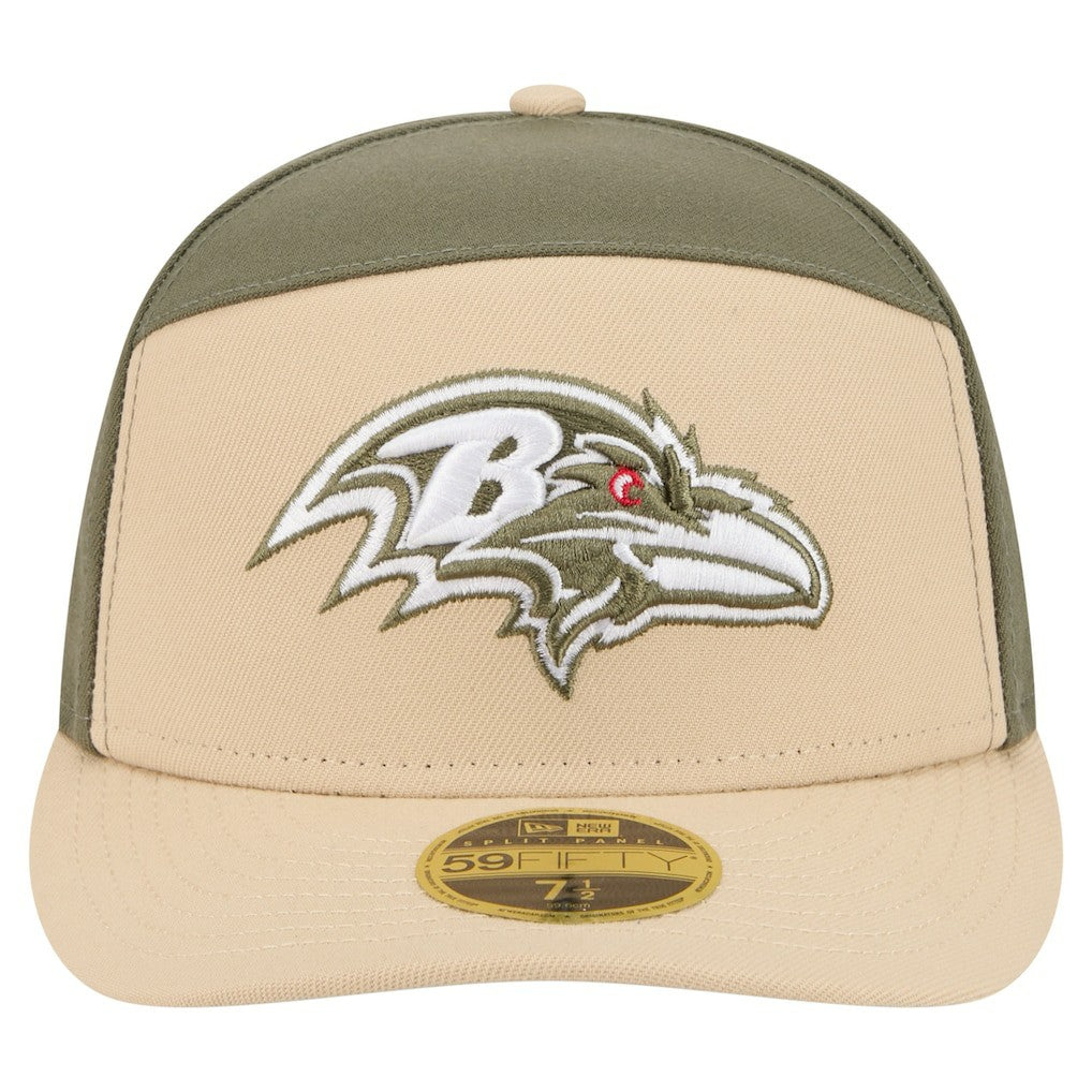 Baltimore Ravens New Era Color Pack Split Panel 59FIFTY Fitted Hat - Light Beige/Olive Hats