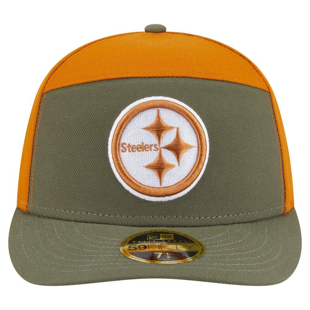 Pittsburgh Steelers New Era Two-Tone Color Pack Split Panel 59FIFTY Fitted Hat - Olive/Brown Hats