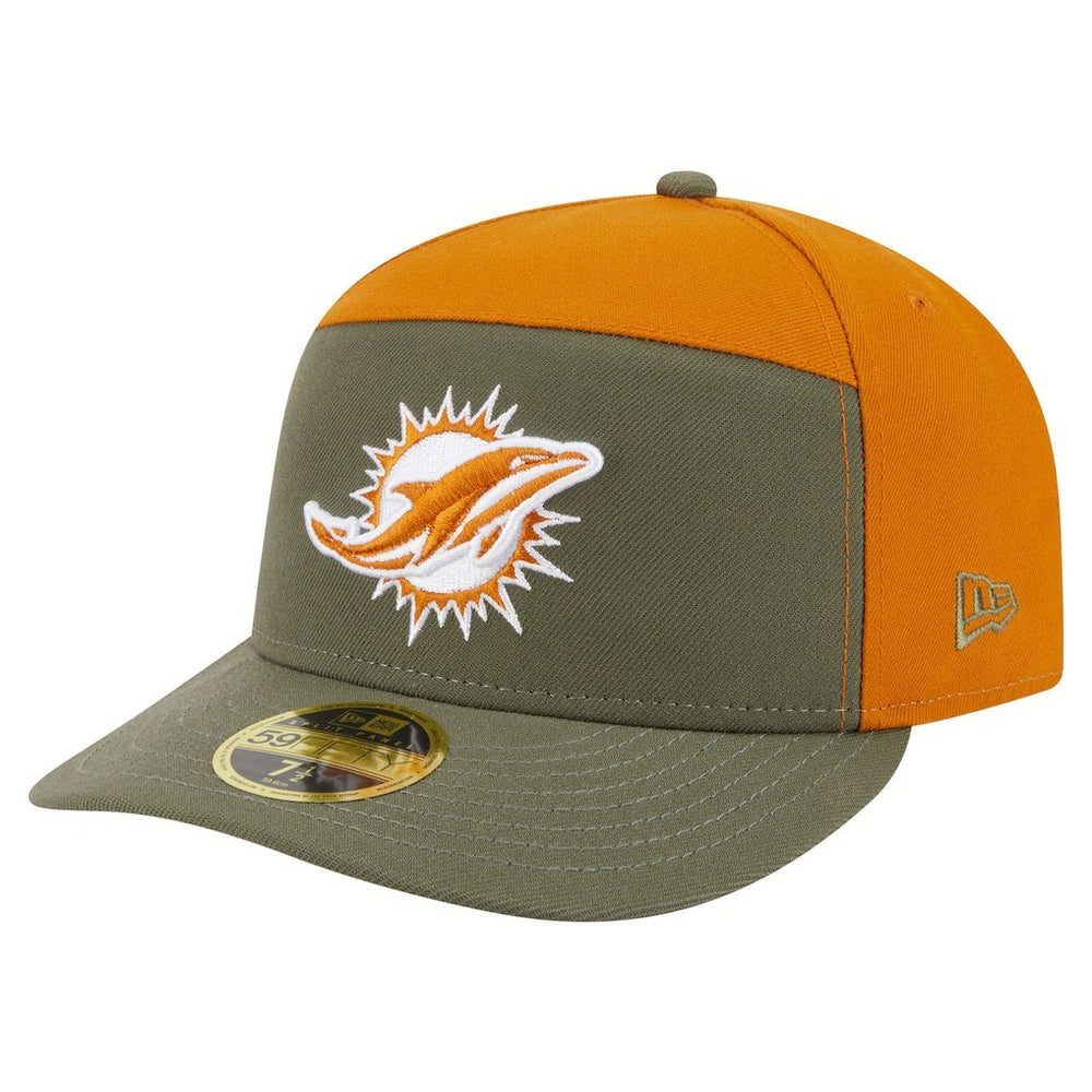 Miami Dolphins New Era Two-Tone Color Pack Split Panel 59FIFTY Fitted Hat - Olive/Brown Hats