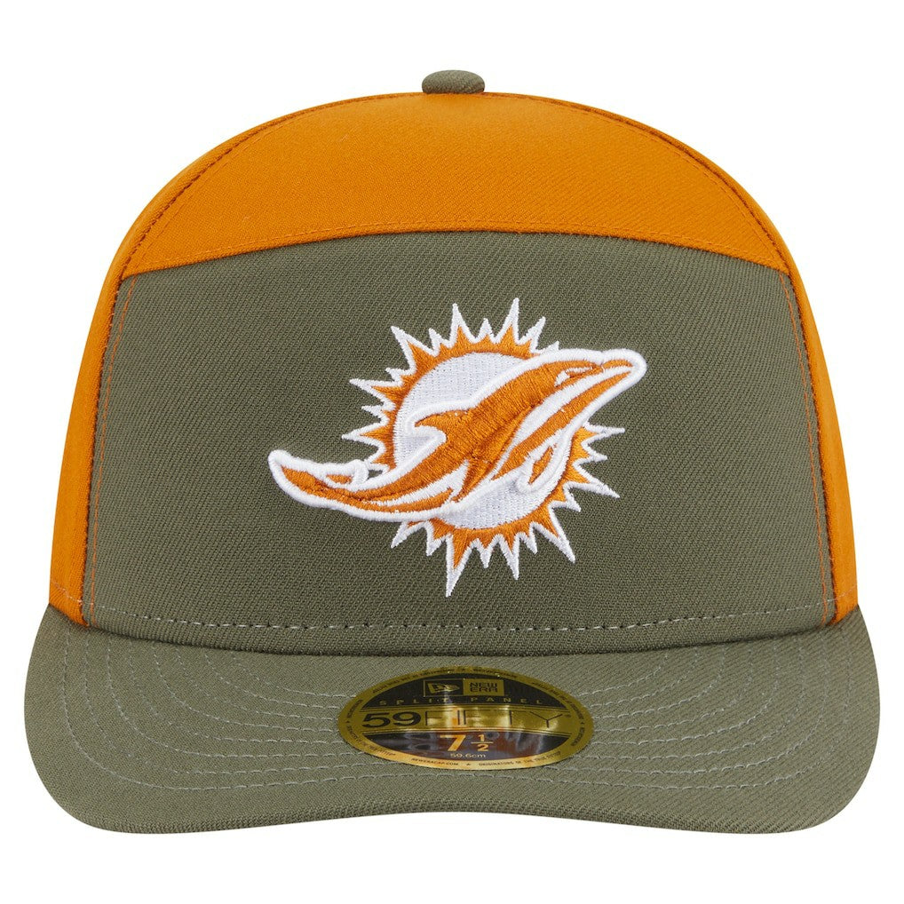 Miami Dolphins New Era Two-Tone Color Pack Split Panel 59FIFTY Fitted Hat - Olive/Brown Hats