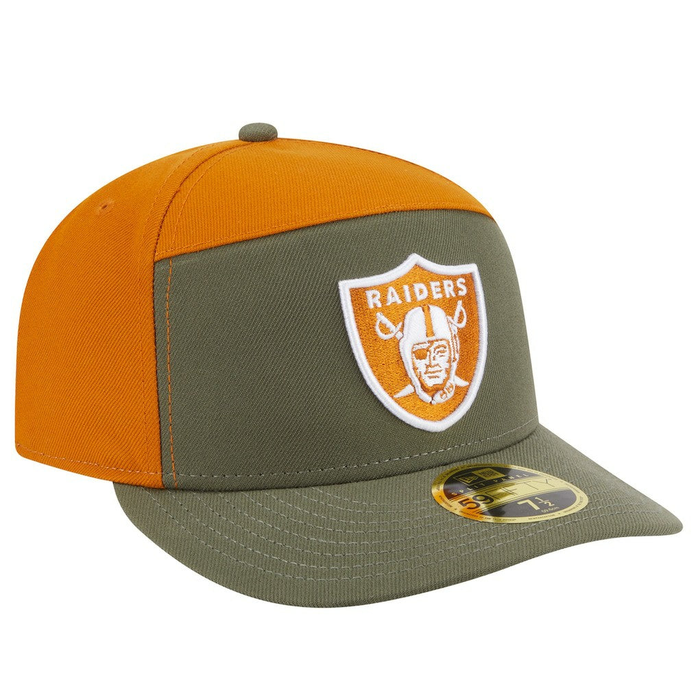 Las Vegas Raiders New Era Two-Tone Color Pack Split Panel 59FIFTY Fitted Hat - Olive/Brown Hats