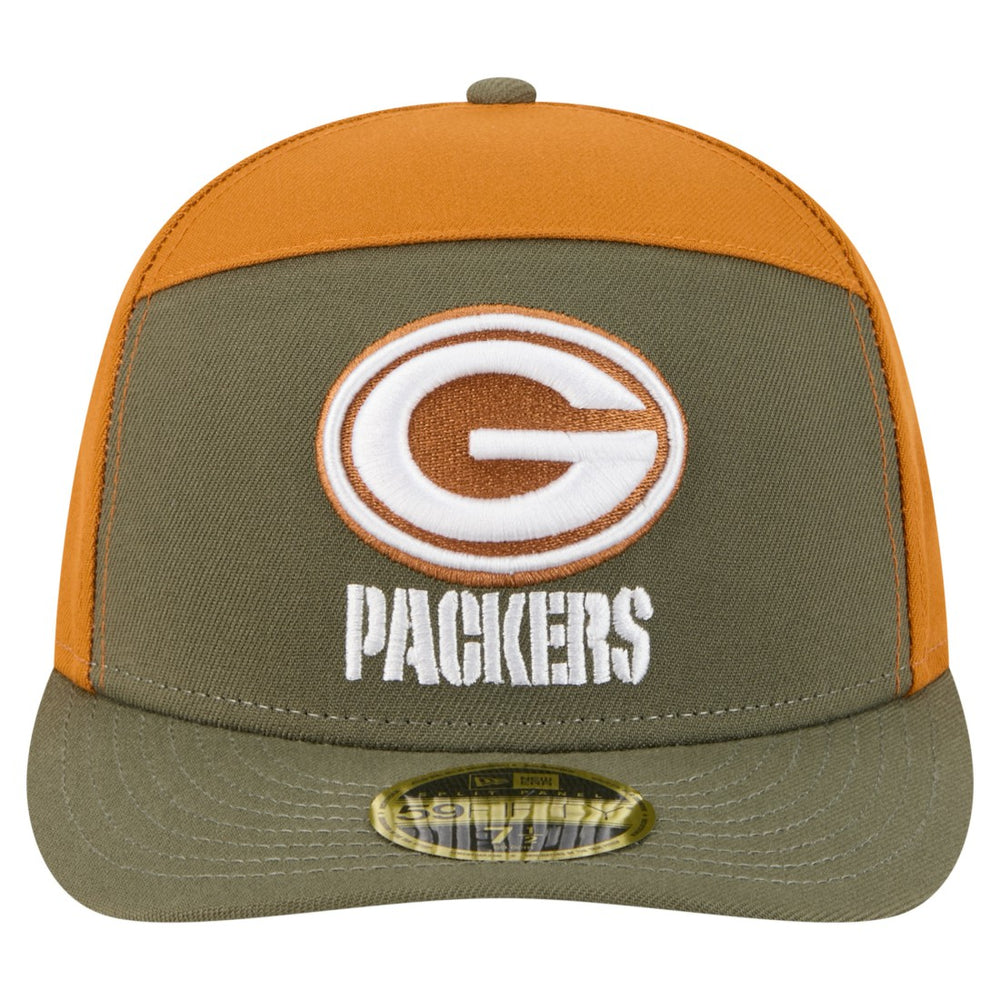 Green Bay Packers New Era Two-Tone Color Pack Split Panel 59FIFTY Fitted Hat - Olive/Brown Hats