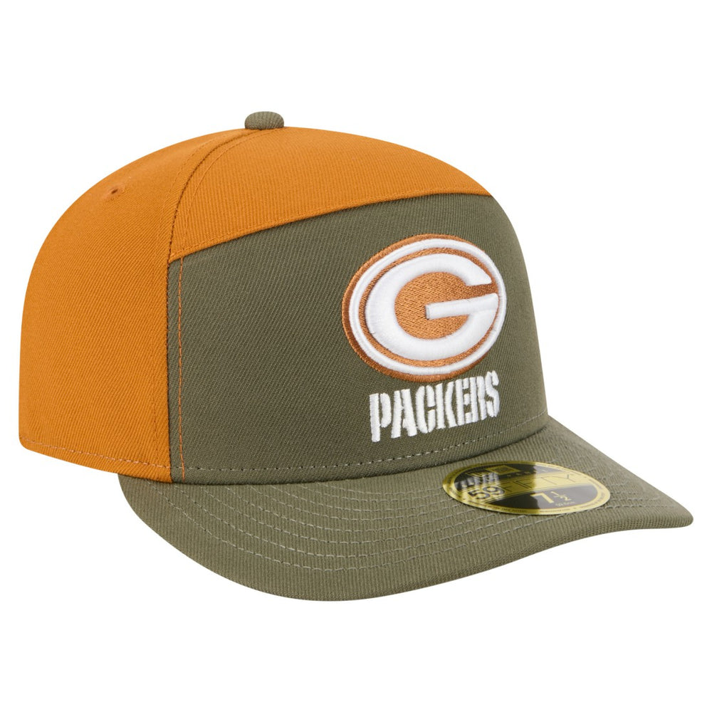 Green Bay Packers New Era Two-Tone Color Pack Split Panel 59FIFTY Fitted Hat - Olive/Brown Hats