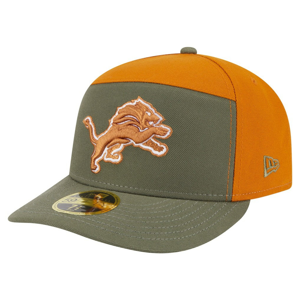 Detroit Lions New Era Two-Tone Color Pack Split Panel 59FIFTY Fitted Hat - Olive/Brown Hats