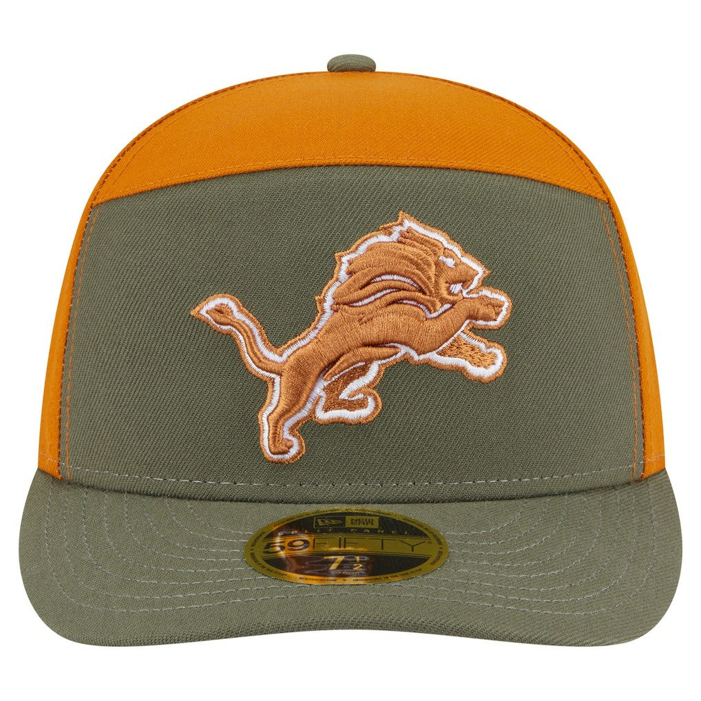 Detroit Lions New Era Two-Tone Color Pack Split Panel 59FIFTY Fitted Hat - Olive/Brown Hats