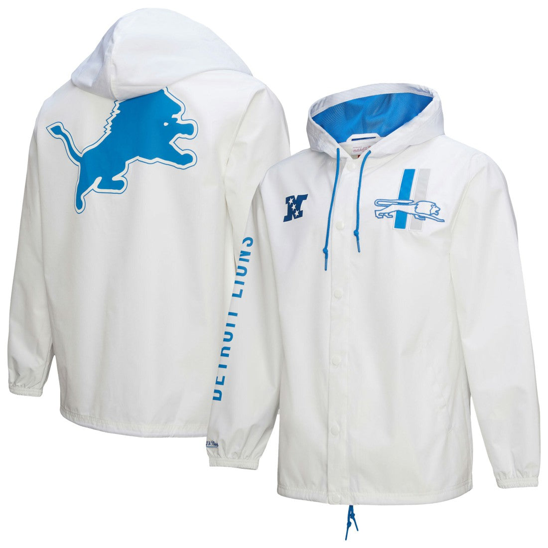 Detroit Lions Vintage Logo Coaches Full-Snap Hoodie Jacket - White Hoodies