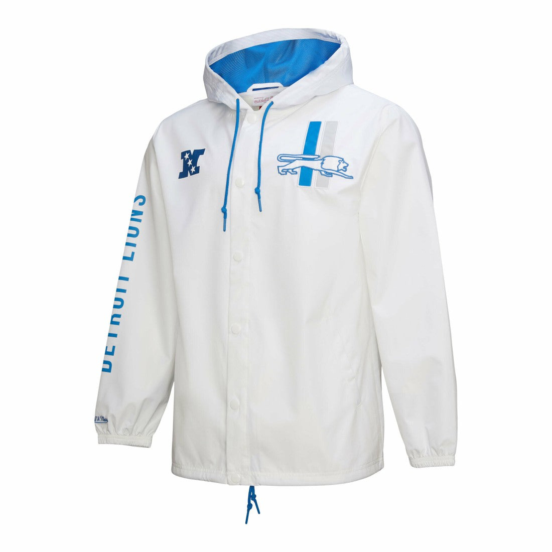 Detroit Lions Vintage Logo Coaches Full-Snap Hoodie Jacket - White Hoodies