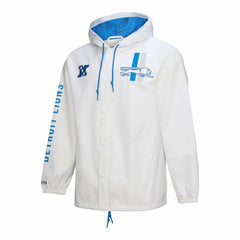 Detroit Lions Vintage Logo Coaches Full-Snap Hoodie Jacket - White Hoodies