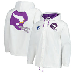 Minnesota Vikings Vintage Logo Coaches Full-Snap Hoodie Jacket - White Hoodies