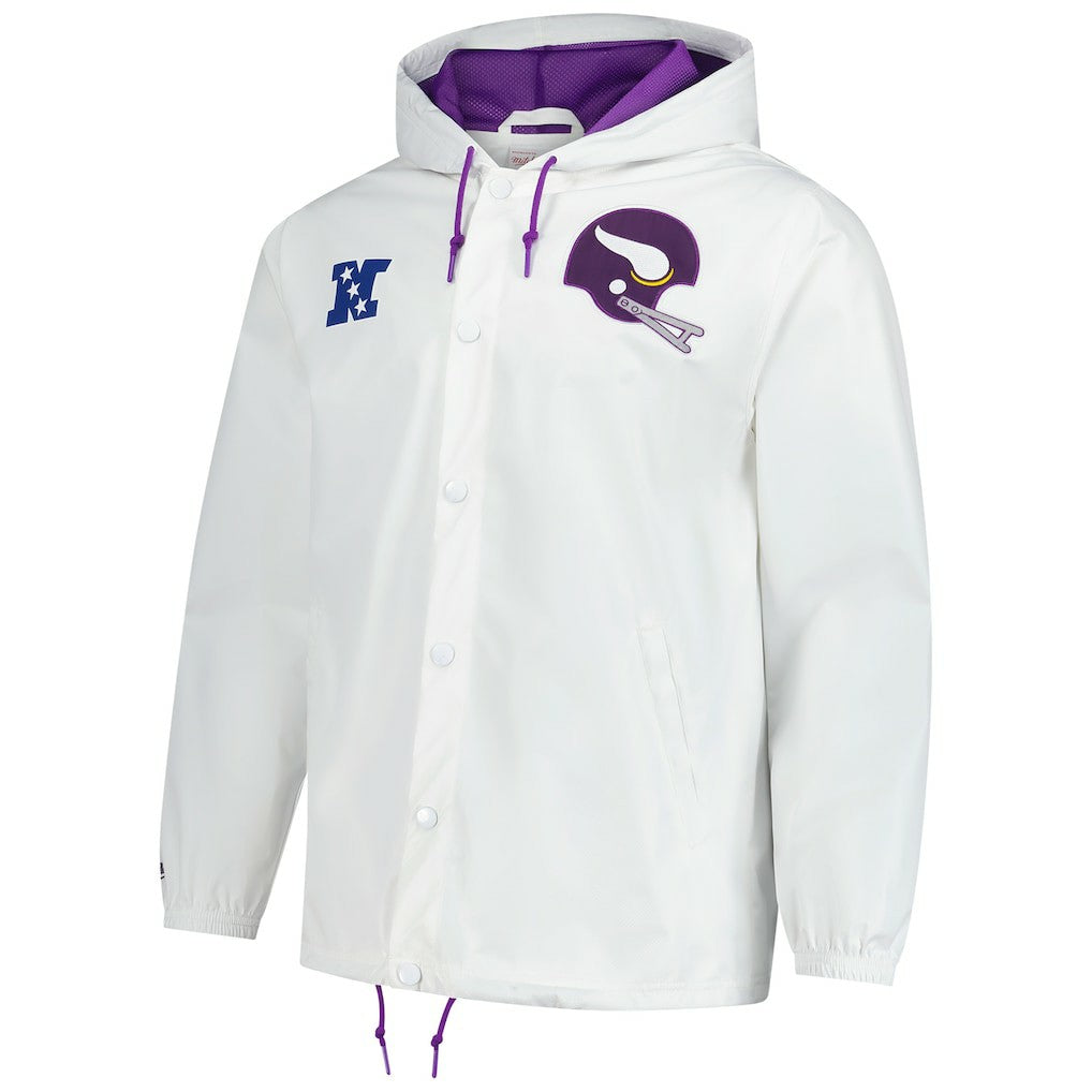Minnesota Vikings Vintage Logo Coaches Full-Snap Hoodie Jacket - White Hoodies