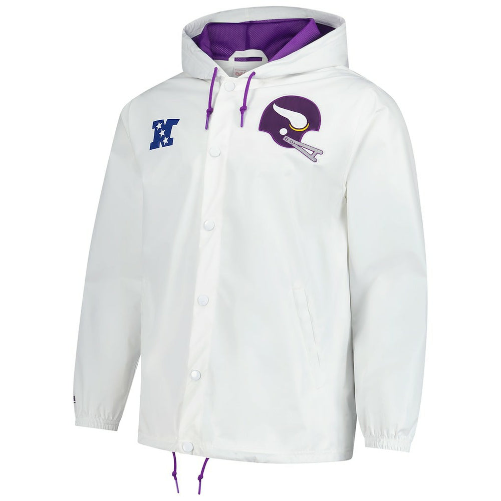 Minnesota Vikings Vintage Logo Coaches Full-Snap Hoodie Jacket - White Hoodies
