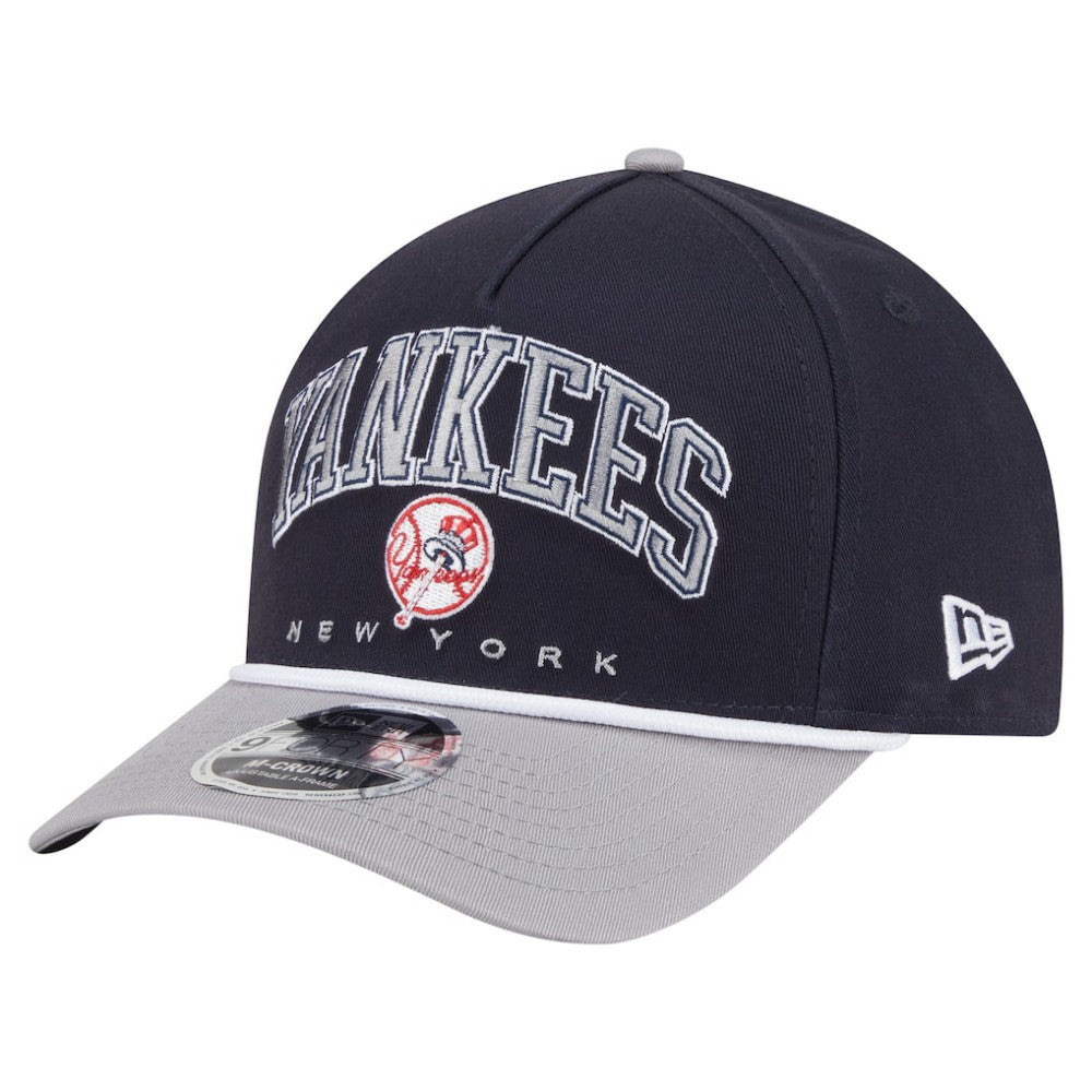 New York Yankees New Era Arch 9FORTY A-Frame M-Crown Adjustable Hat - Navy/Gray Hats
