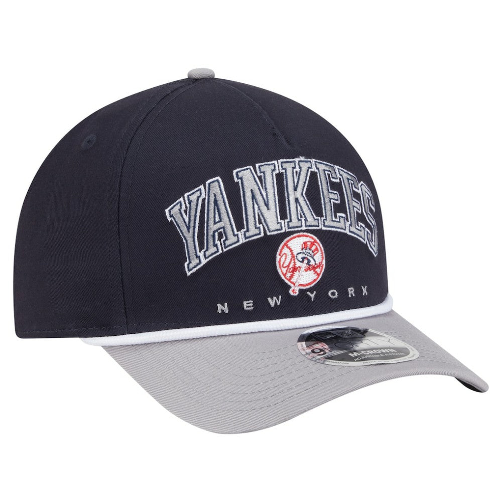 New York Yankees New Era Arch 9FORTY A-Frame M-Crown Adjustable Hat - Navy/Gray Hats
