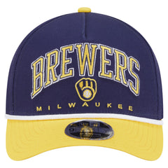 Milwaukee Brewers New Era Arch 9FORTY A-Frame M-Crown Adjustable Hat - Navy/Gold Hats