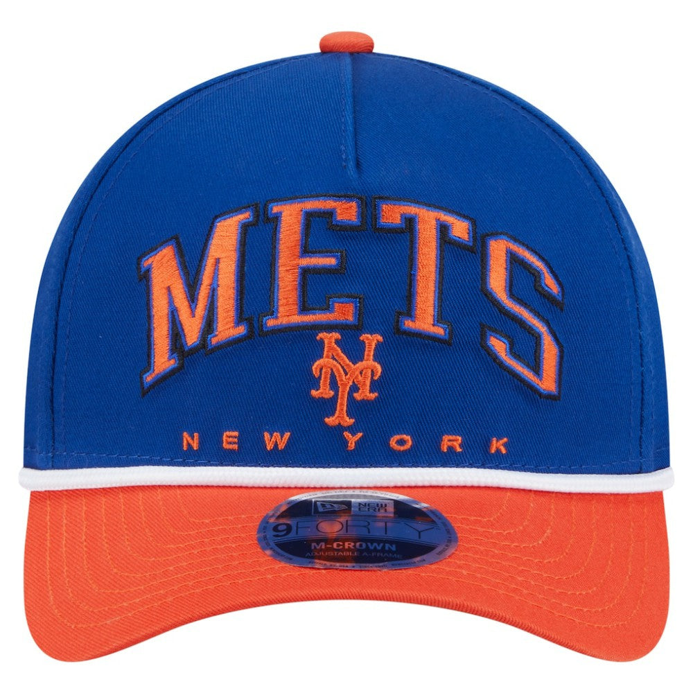 New York Mets New Era Arch 9FORTY A-Frame M-Crown Adjustable Hat - Royal/Orange Hats