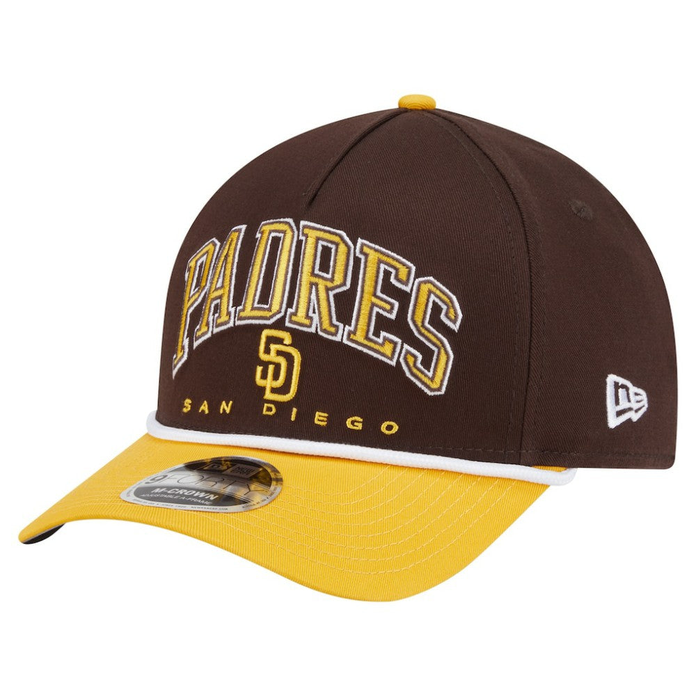 San Diego Padres New Era Arch 9FORTY A-Frame M-Crown Adjustable Hat - Brown/Gold Hats