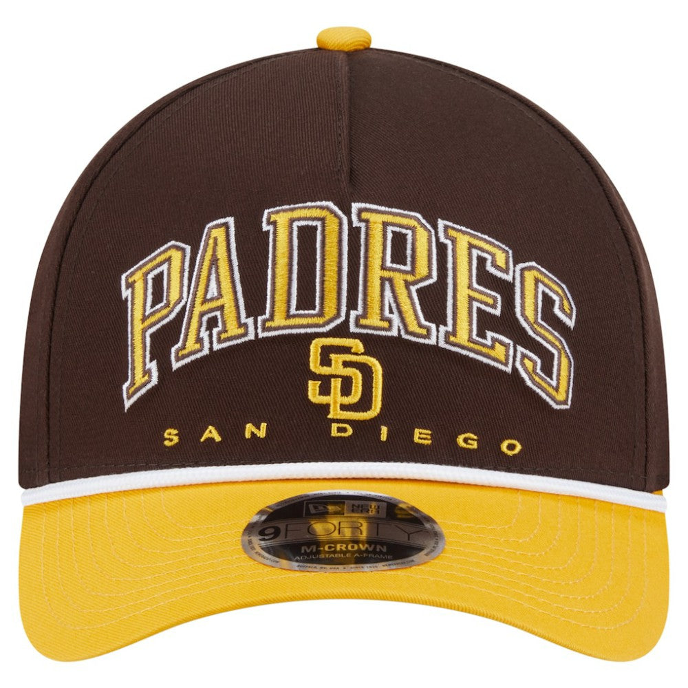 San Diego Padres New Era Arch 9FORTY A-Frame M-Crown Adjustable Hat - Brown/Gold Hats