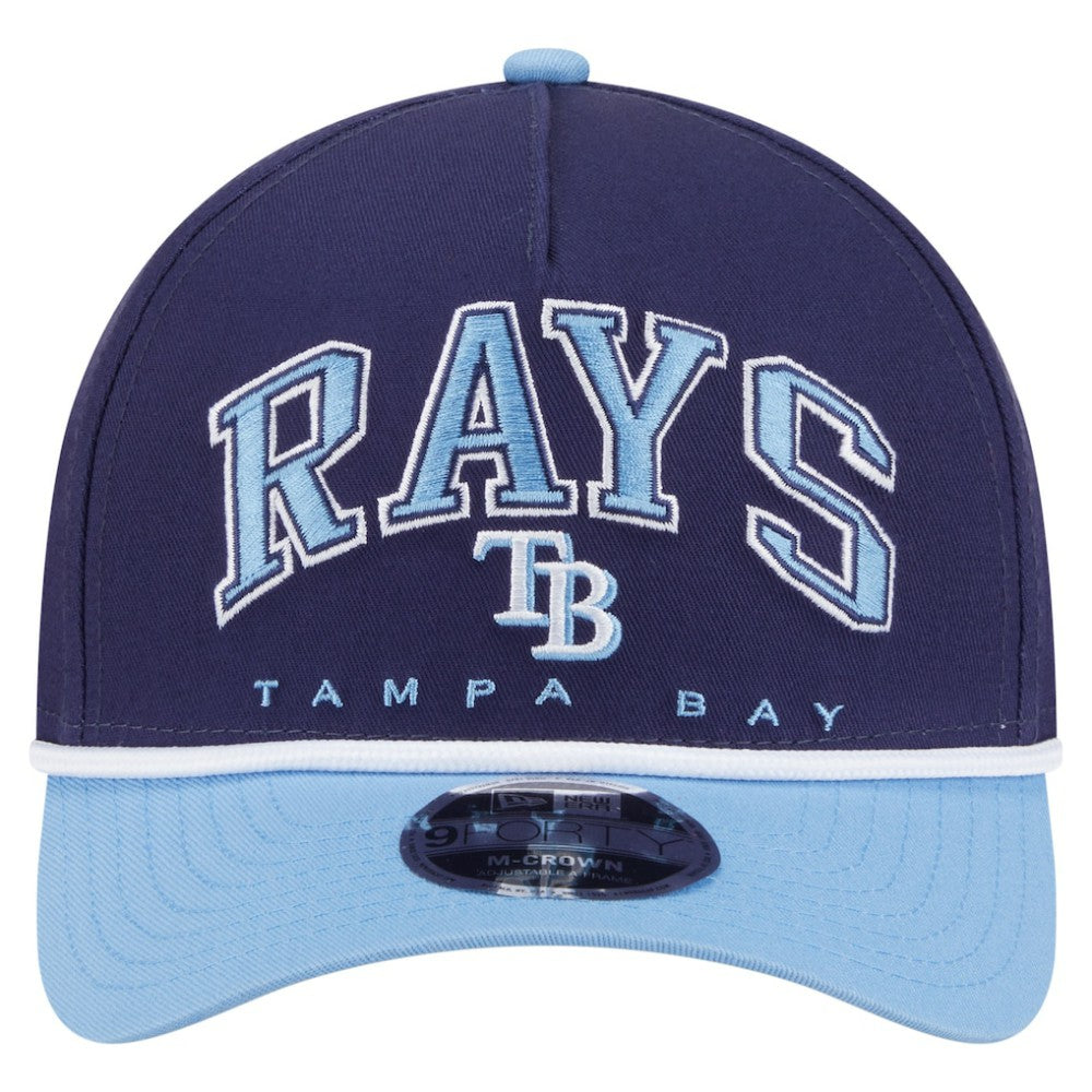 Tampa Bay Rays New Era Arch 9FORTY A-Frame M-Crown Adjustable Hat - Navy/Light Blue Hats