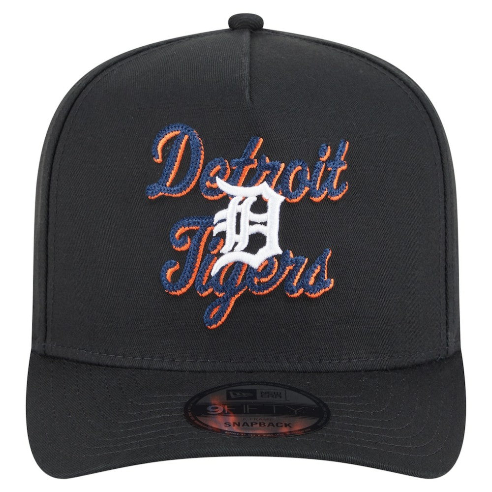 Detroit Tigers New Era Chainstitch 9FIFTY A-Frame Snapback Hat - Black Hats