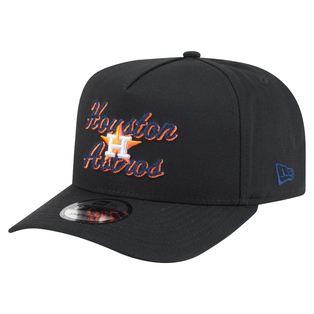 Houston Astros New Era Chainstitch 9FIFTY A-Frame Snapback Hat - Black Hats