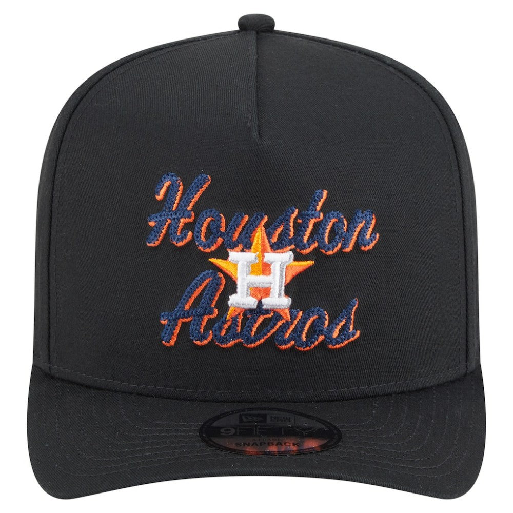 Houston Astros New Era Chainstitch 9FIFTY A-Frame Snapback Hat - Black Hats