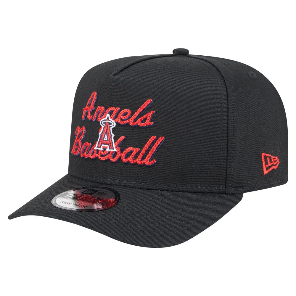 Los Angeles Angels New Era Chainstitch 9FIFTY A-Frame Snapback Hat - Black Hats