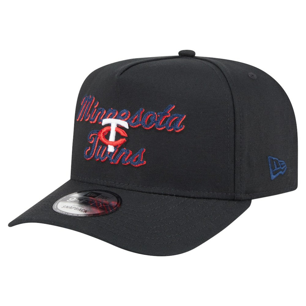 Minnesota Twins New Era Chainstitch 9FIFTY A-Frame Snapback Hat - Black Hats