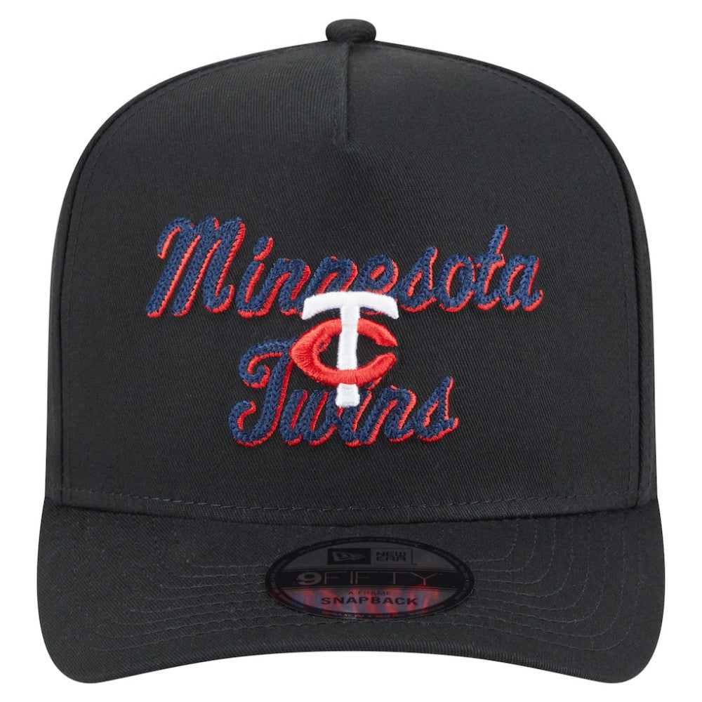 Minnesota Twins New Era Chainstitch 9FIFTY A-Frame Snapback Hat - Black Hats