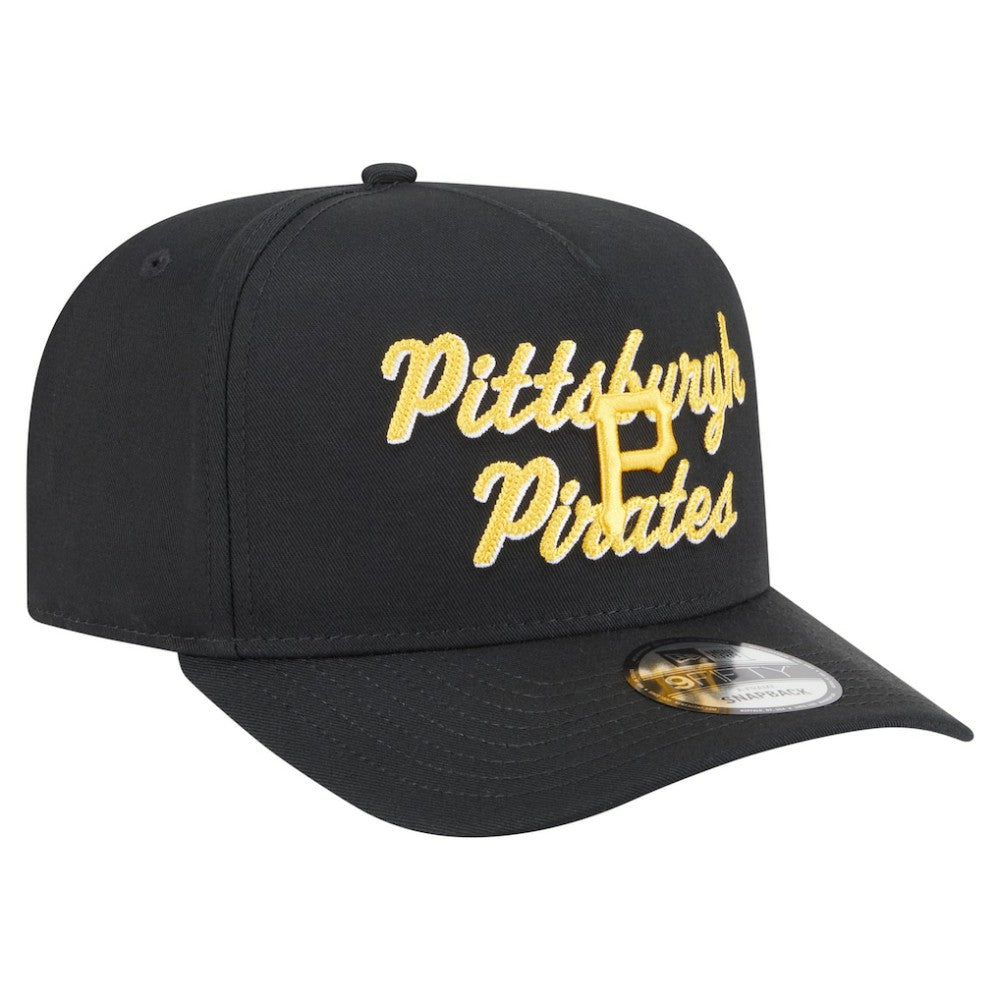 Pittsburgh Pirates New Era Chainstitch 9FIFTY A-Frame Snapback Hat - Black Hats